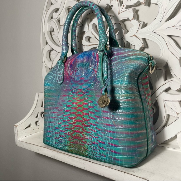 SOLD Brahmin Duxbury Satchel Blue Fin Melbourne Leather - Picture 5 of 11